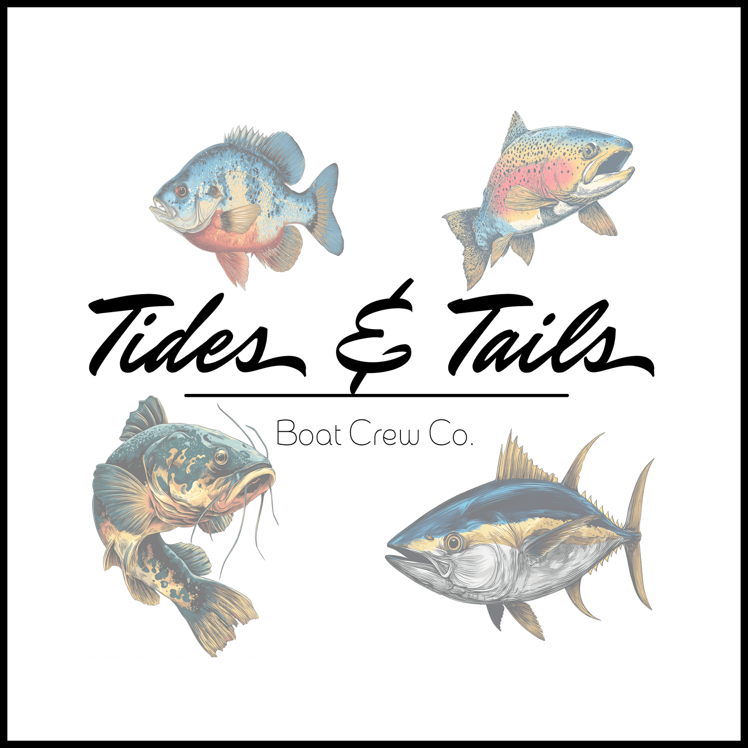Boat Crew Co. Tides & Tails collection – fishing and ocean wildlife shirts for anglers and coastal lifestyles